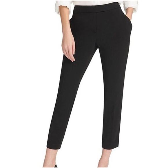 AKRIS Punto Trouser Dress Pants Womens 14 Black Crepe Tapered Leg Minimalist